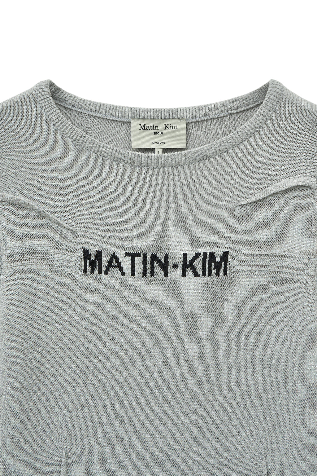 Matin Kim - Glitter Slim Logo Knit Top (Light Grey) product image 3 | TRAB K-Fashion Australia