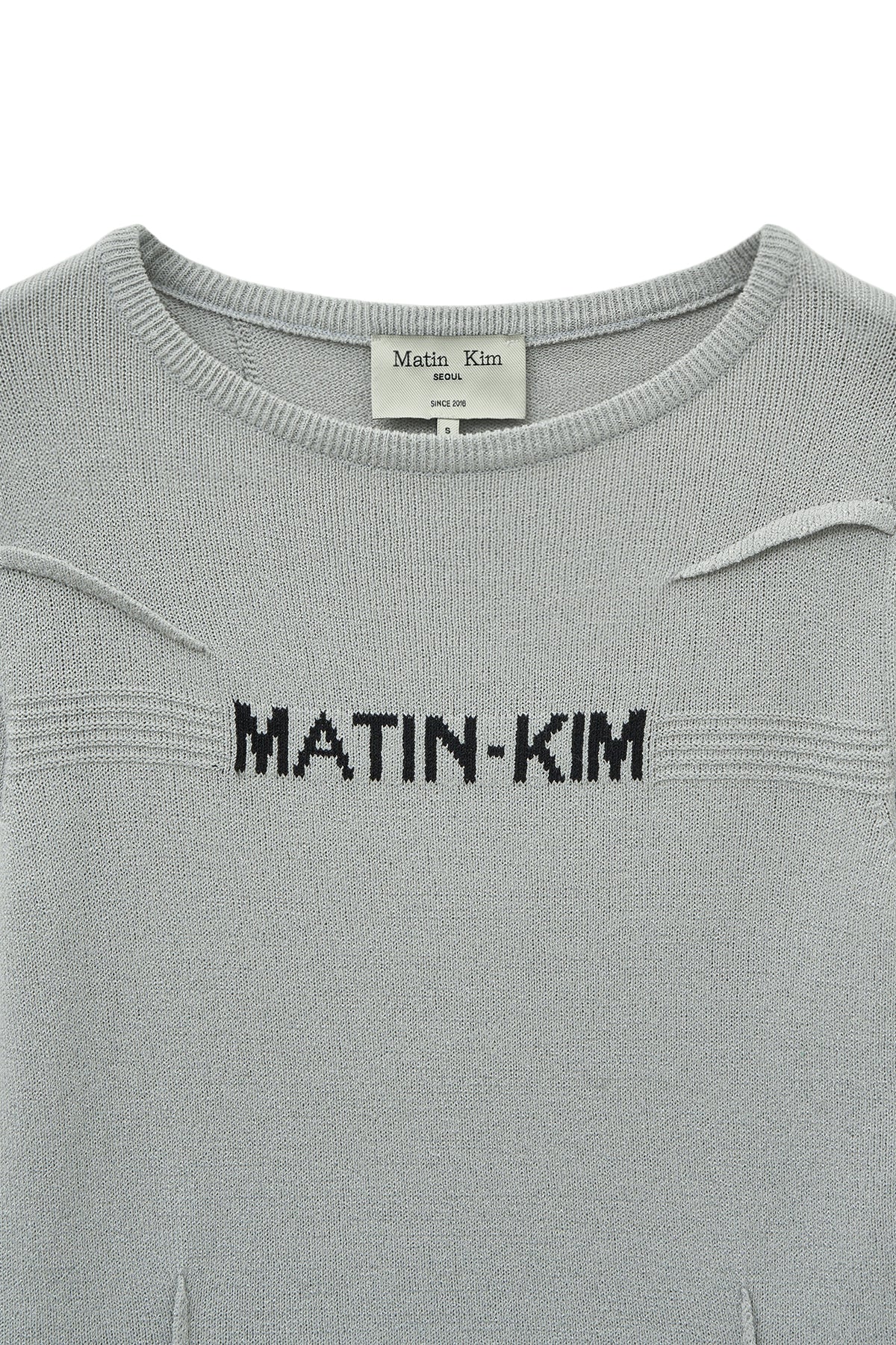 Matin Kim - Glitter Slim Logo Knit Top (Light Grey) product image 3 | TRAB K-Fashion Australia