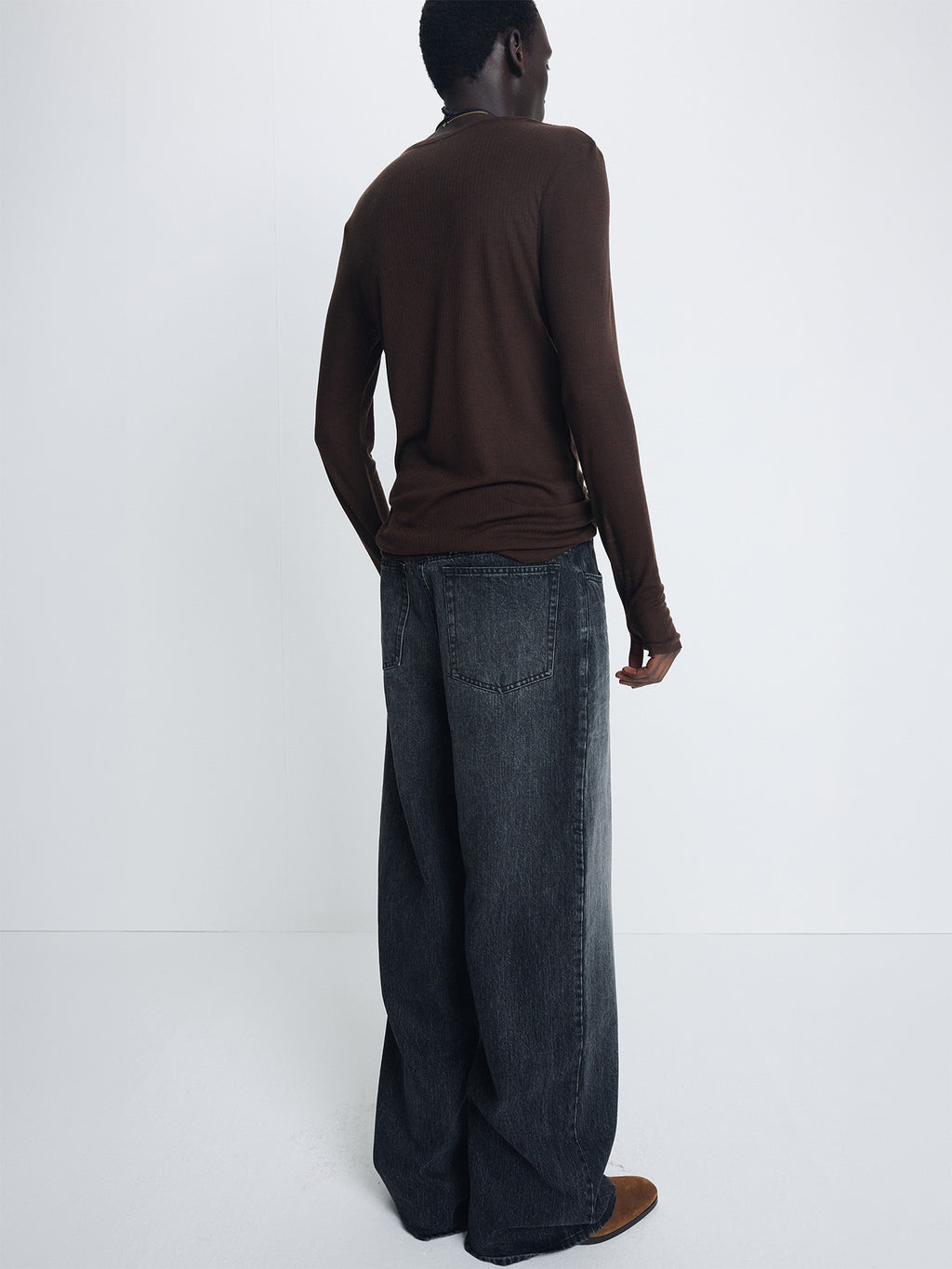 Tonywack - Sheer Wool Ribbed Knit Top (Brown) product image 4 | TRAB K-Fashion Australia