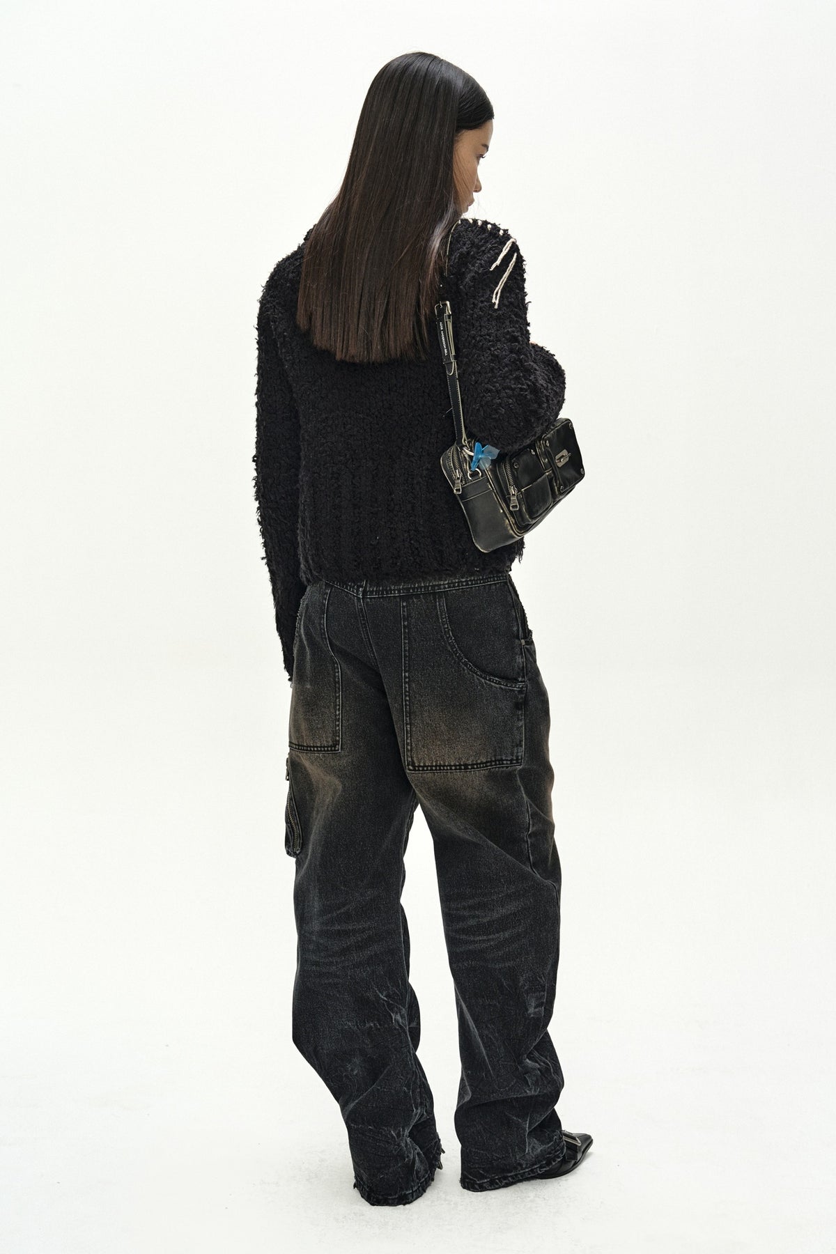 Andersson Bell - Hand Stitched Hairy Zip-Up Cardigan (Black) product image 5 | TRAB K-Fashion Australia