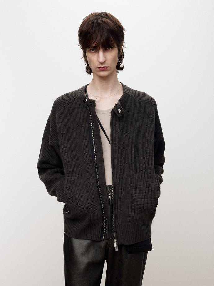Tonywack - Merino Wool Knitted Zip-Up Jumper (Anthracite) product image 4 | TRAB K-Fashion Australia