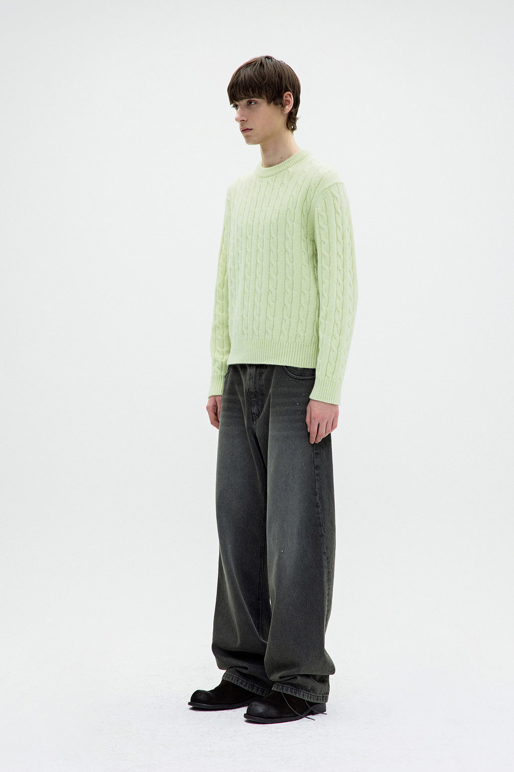 Coor - Alpaca Blend Cable Sweater (Lime Green) product image 3 | TRAB K-Fashion Australia