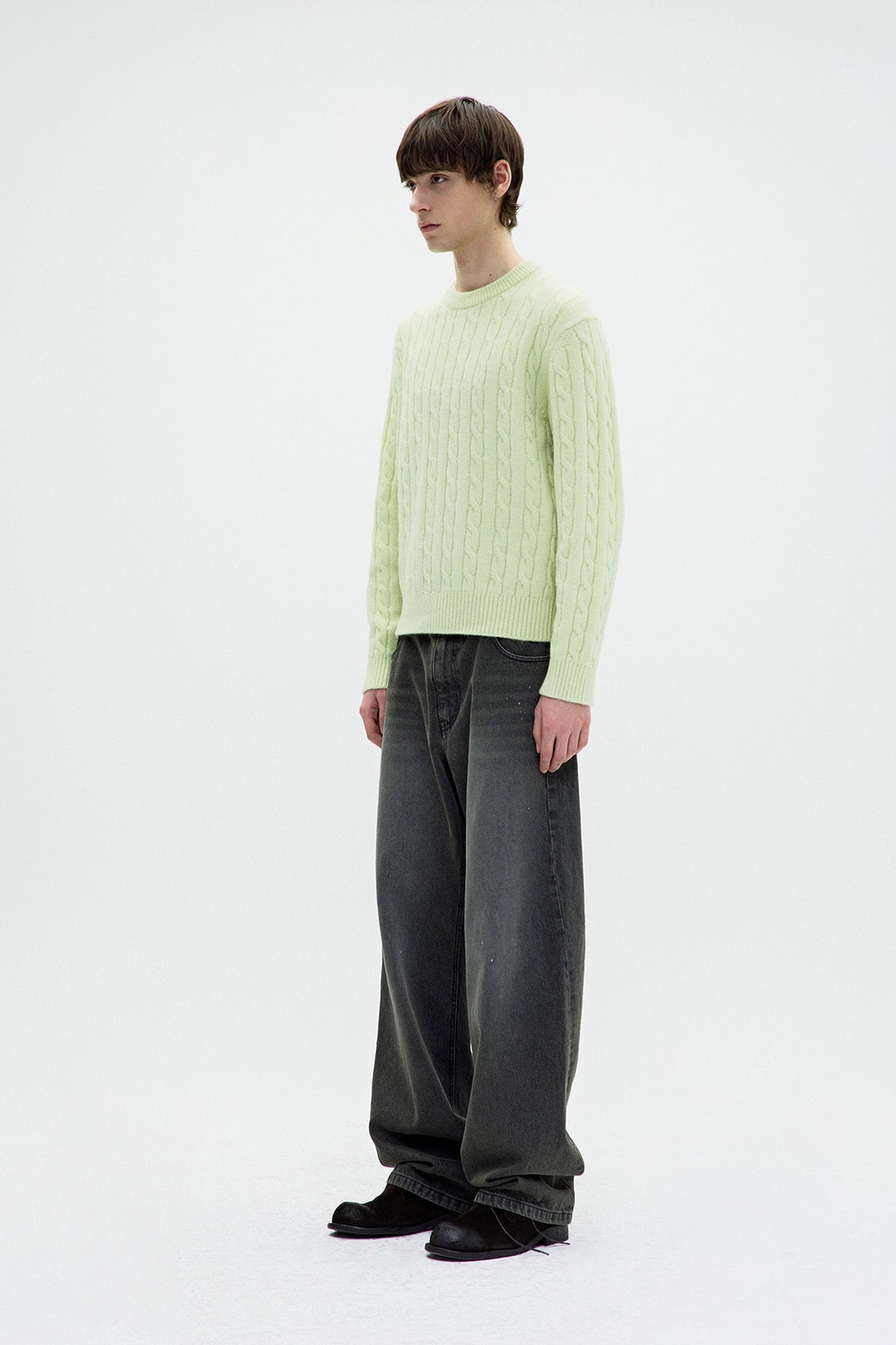 Coor - Alpaca Blend Cable Sweater (Lime Green) product image 3 | TRAB K-Fashion Australia