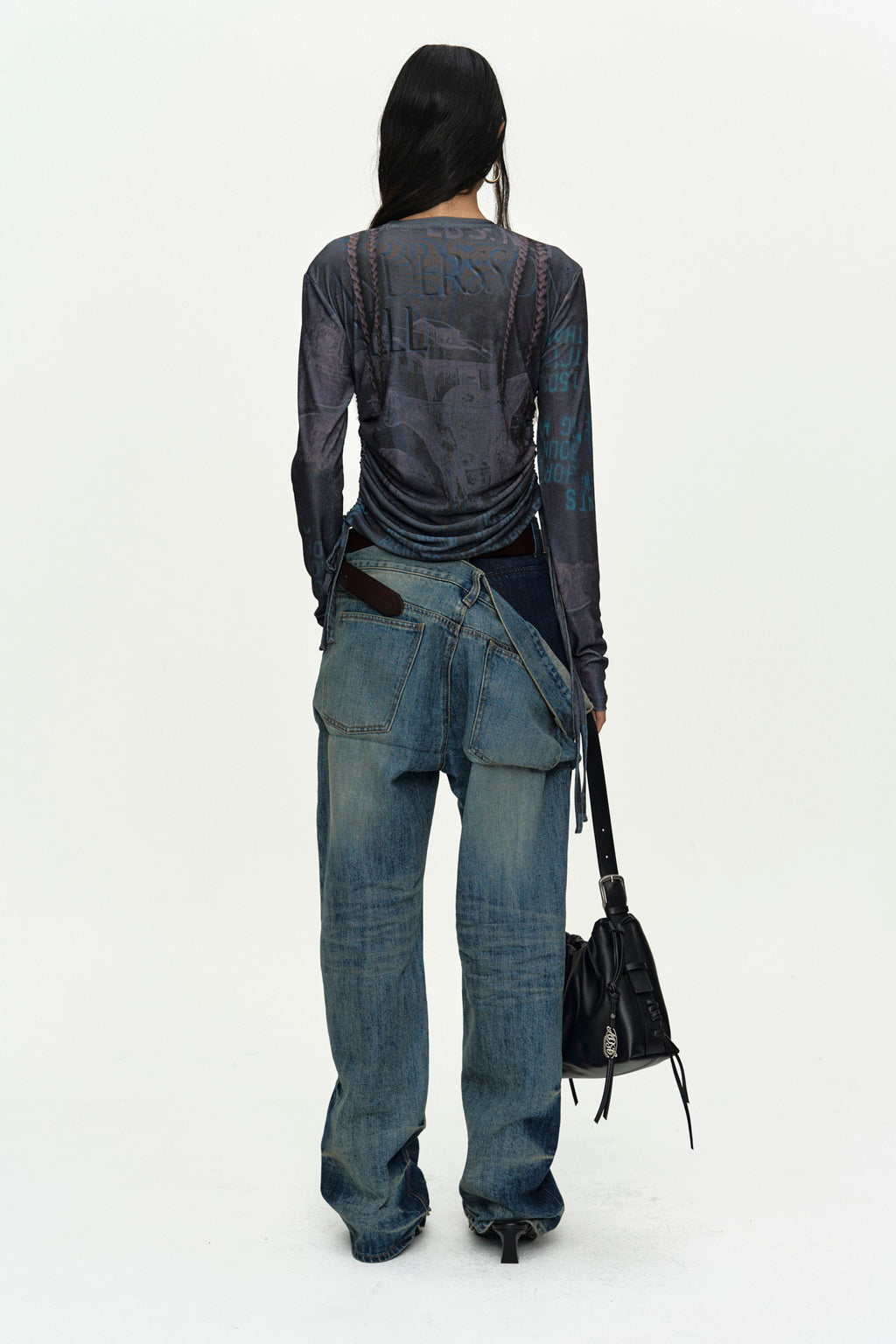 Andersson Bell - Unisex Asymmetric Layered Wide-Leg Jeans (Blue) product image 3 | TRAB K-Fashion Australia