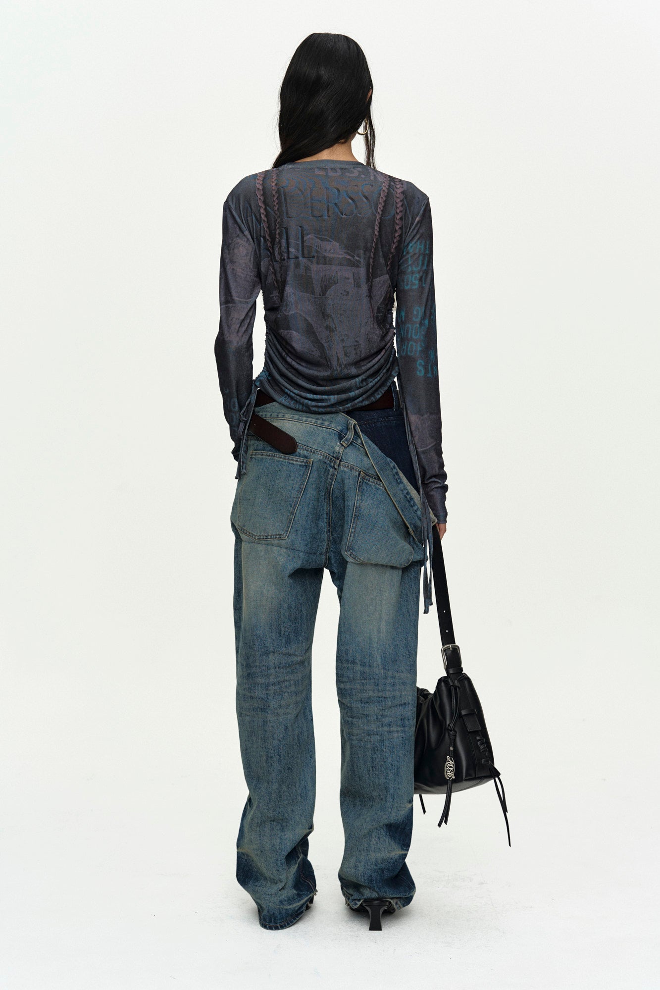 Andersson Bell - Unisex Asymmetric Layered Wide-Leg Jeans (Blue) product image 3 | TRAB K-Fashion Australia