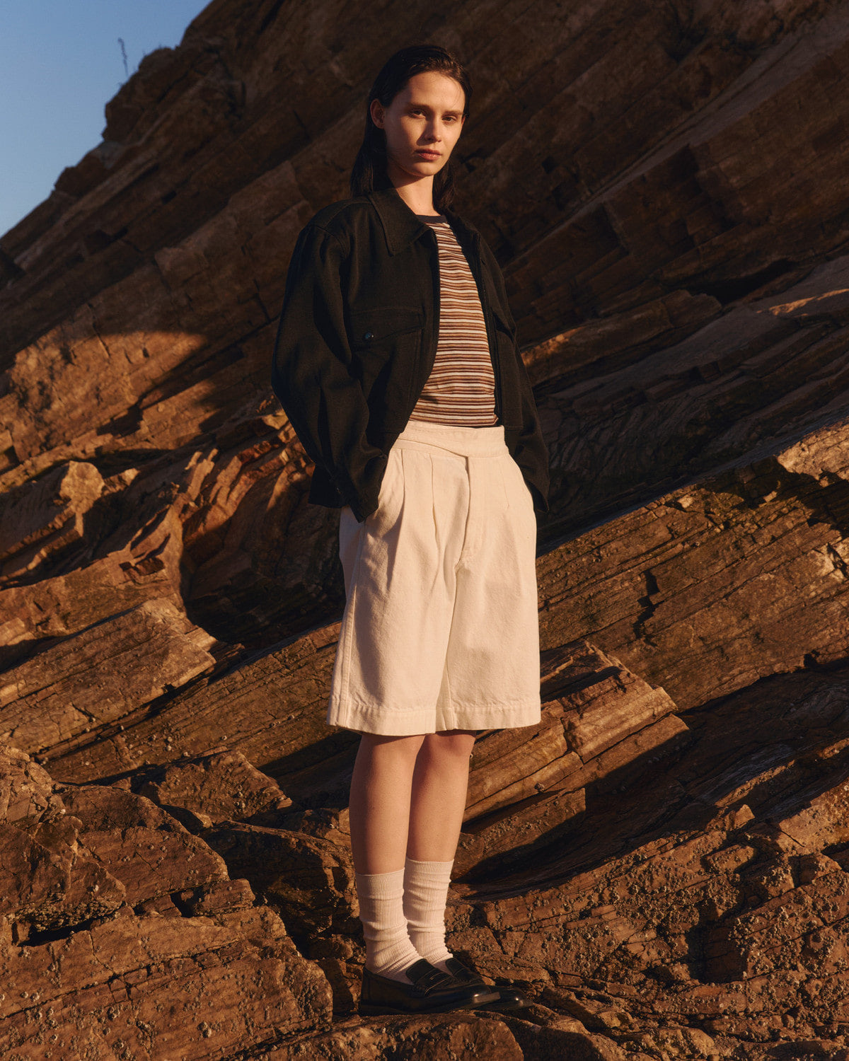 Eastlogue - Belted Trooper Comfort Shorts (Ecru) product image 1 | TRAB K-Fashion Australia