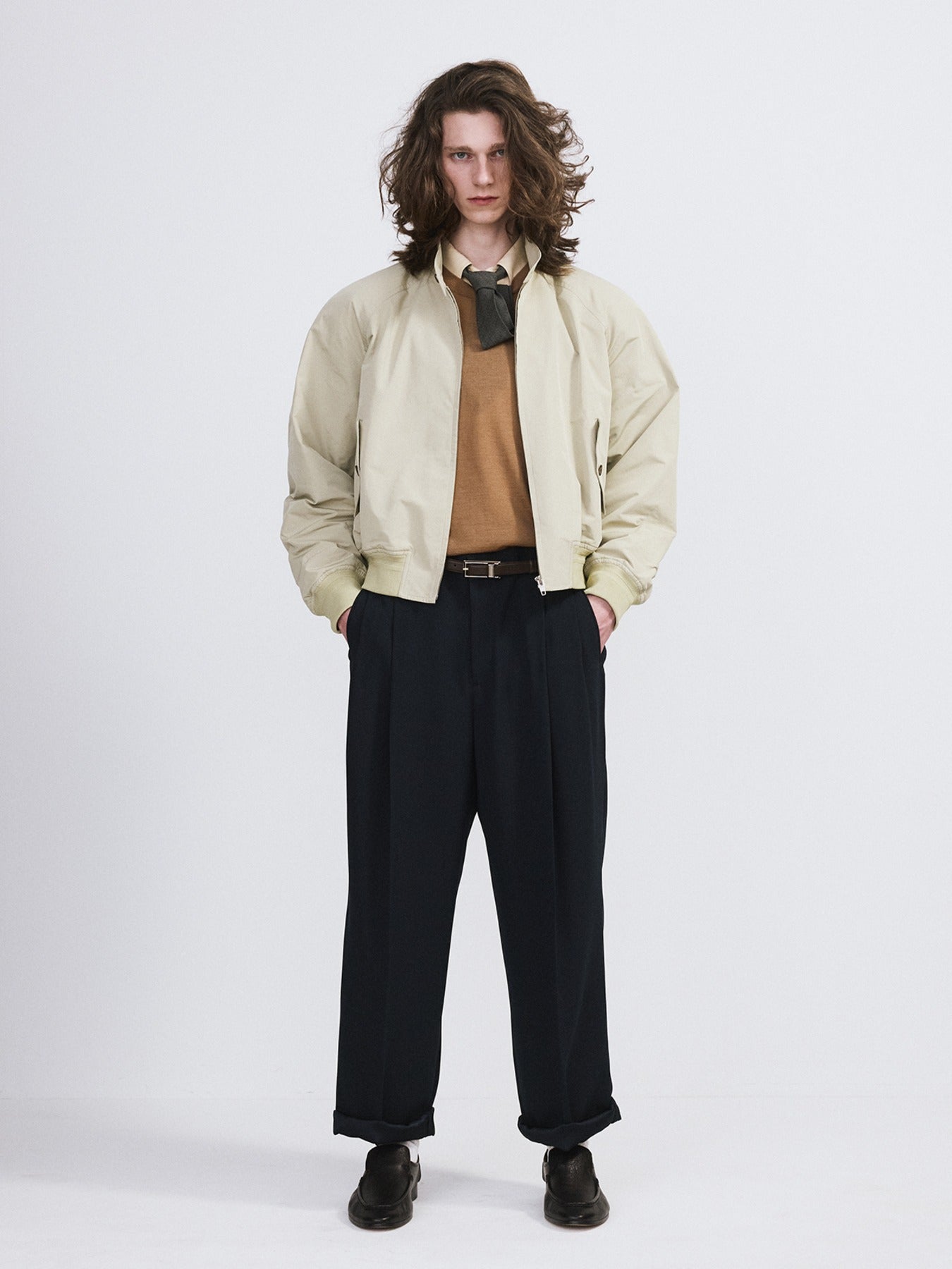 Recto - Crop Harrington Jumper (Light Khaki) product image 1 | TRAB K-Fashion Australia