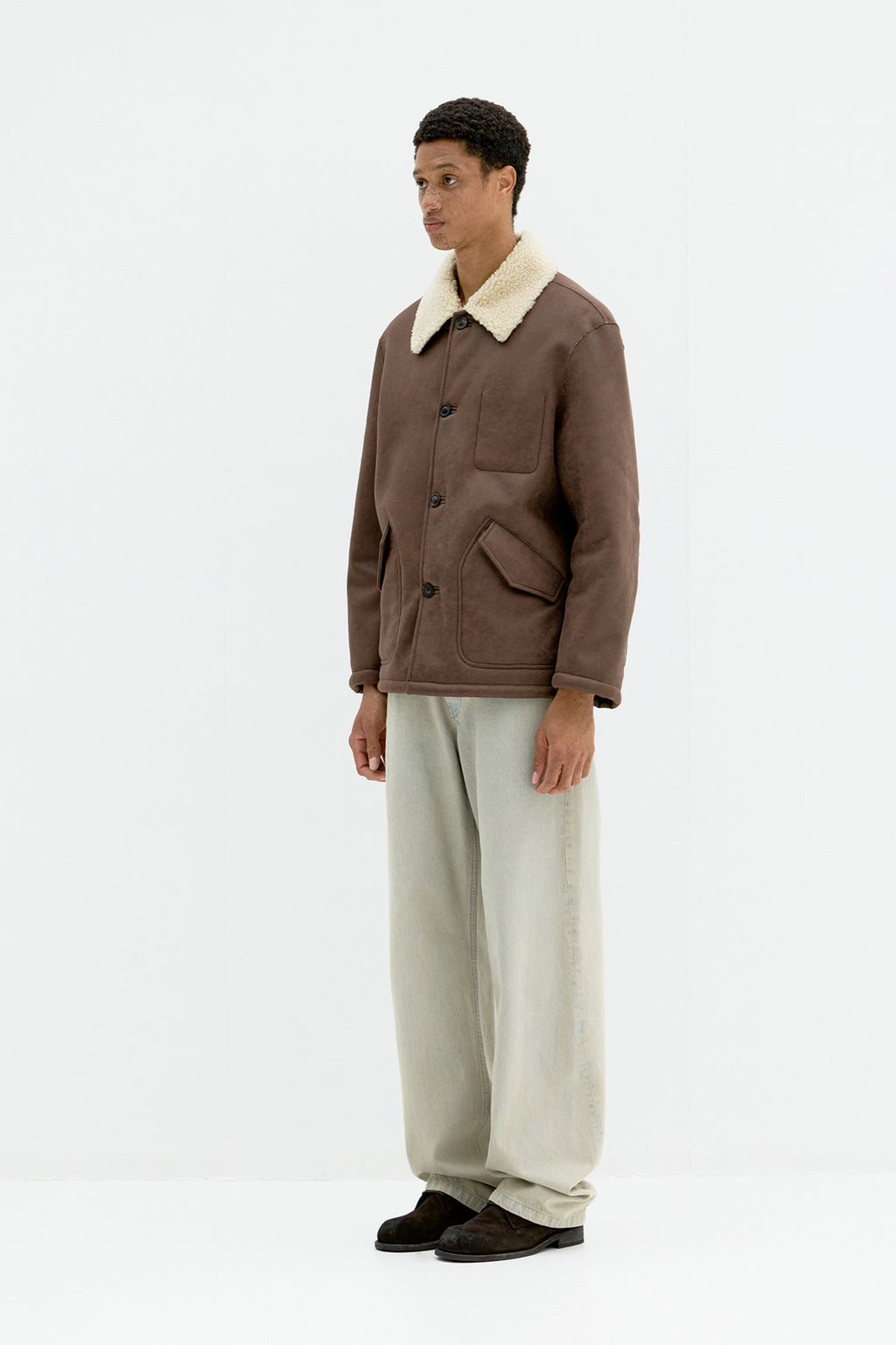 Coor - Linking Binding Fake Shearling Half Coat (Brown) product image 3 | TRAB K-Fashion Australia