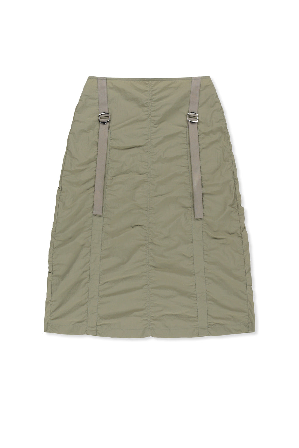 Matin Kim - Nylon Shirring Midi Skirt (Light Khaki) product image 1 | TRAB K-Fashion Australia