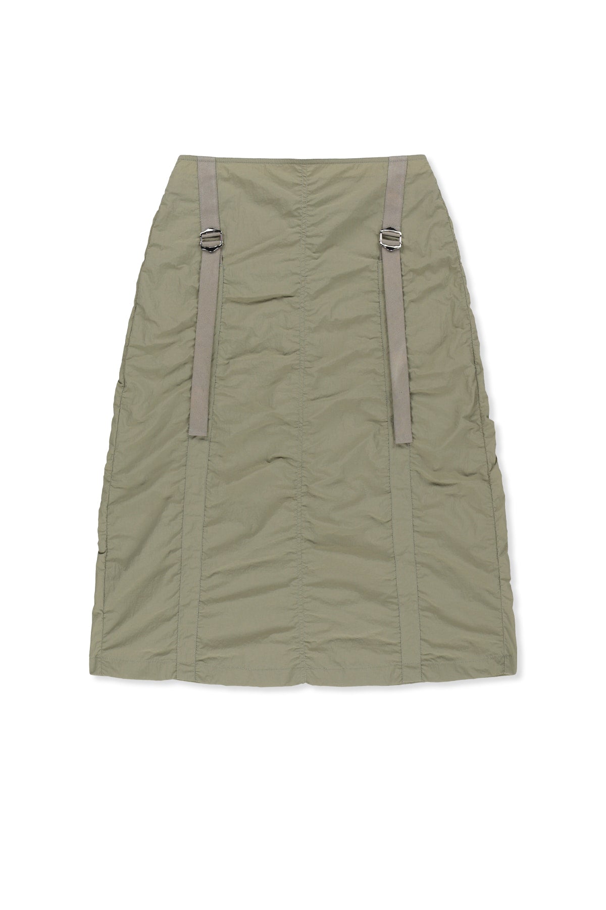 Matin Kim - Nylon Shirring Midi Skirt (Light Khaki) product image 1 | TRAB K-Fashion Australia
