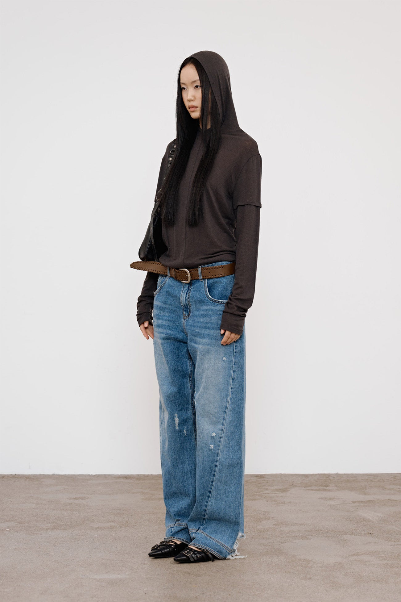Deinet - Fake Hood Long Sleeve (Charcoal) product image 2 | TRAB K-Fashion Australia