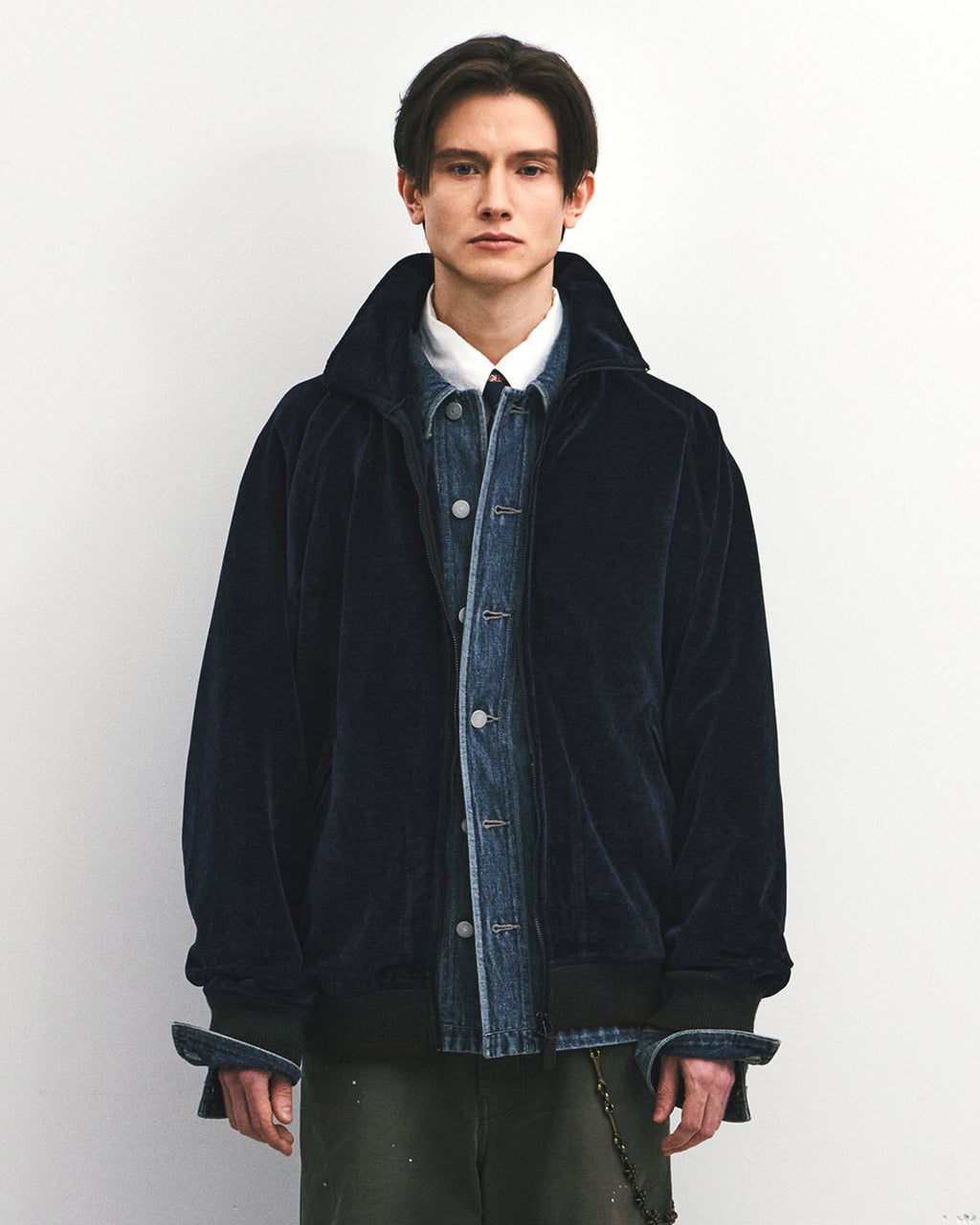 Eastlogue - Tender High Neck Zip-up Sweat (Navy) product image 2 | TRAB K-Fashion Australia