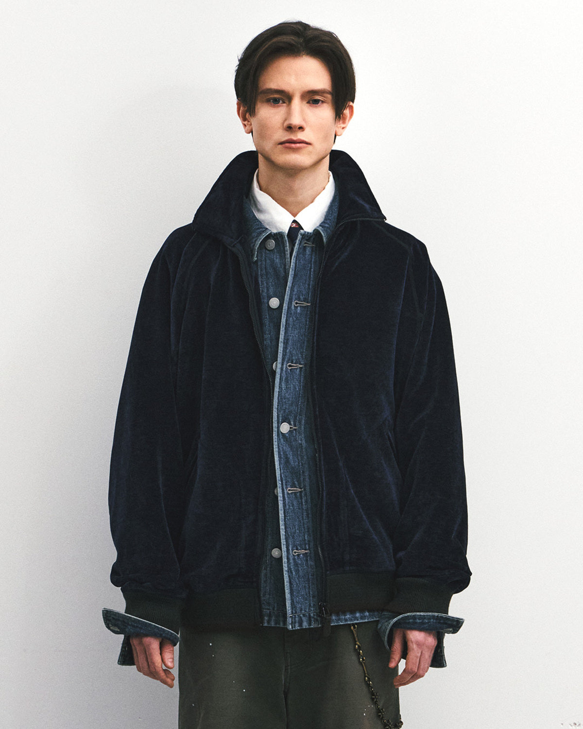 Eastlogue - Tender High Neck Zip-up Sweat (Navy) product image 2 | TRAB K-Fashion Australia