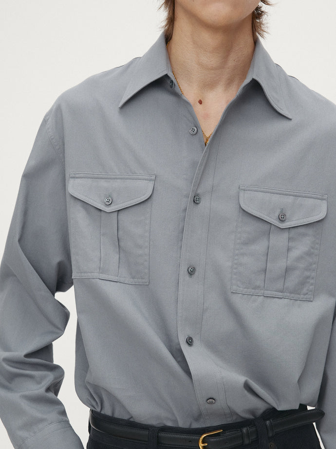 Tonywack - Sand-Washed Cotton Officer Shirt (Pale Blue) product image 5 | TRAB K-Fashion Australia