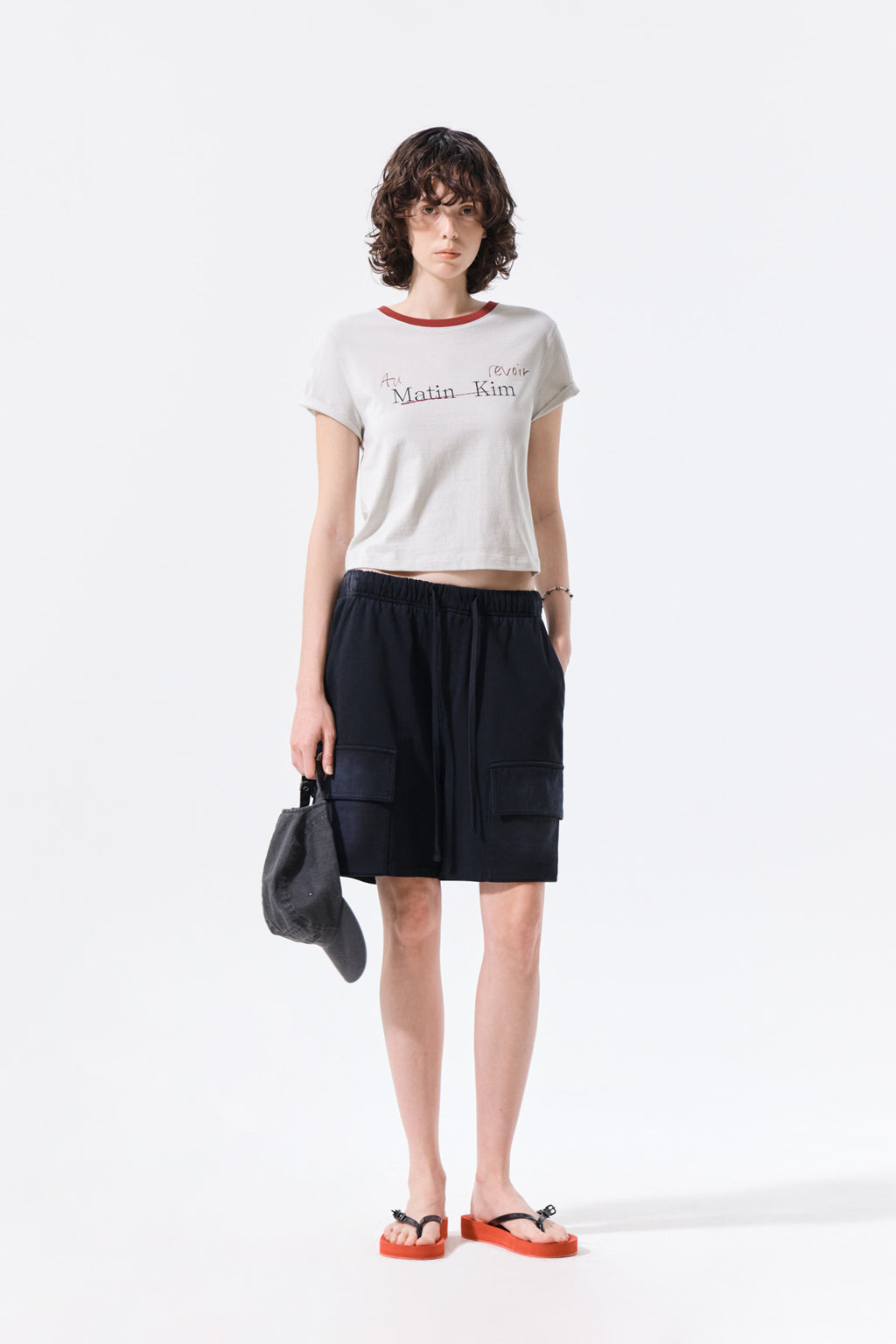 Matin Kim - Tonal Rib Logo Crop Top (Grey) product image 8 | TRAB K-Fashion Australia
