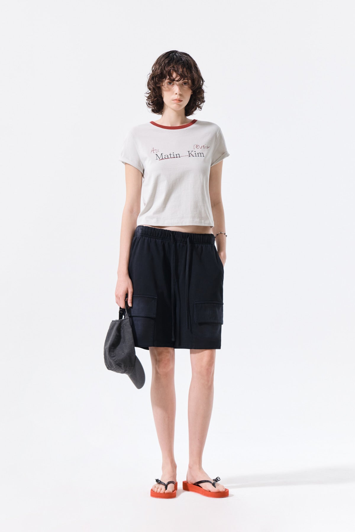 Matin Kim - Tonal Rib Logo Crop Top (Grey) product image 8 | TRAB K-Fashion Australia