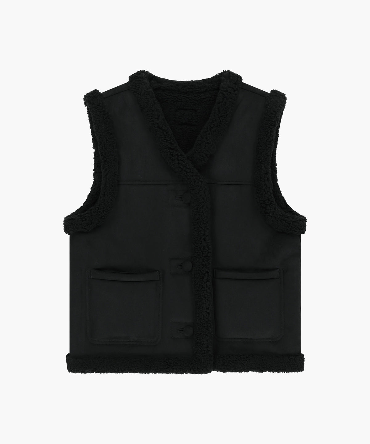 Marithe & Francois Girbaud - V-neck Shearling Vest (Black) product image 6 | TRAB K-Fashion Australia