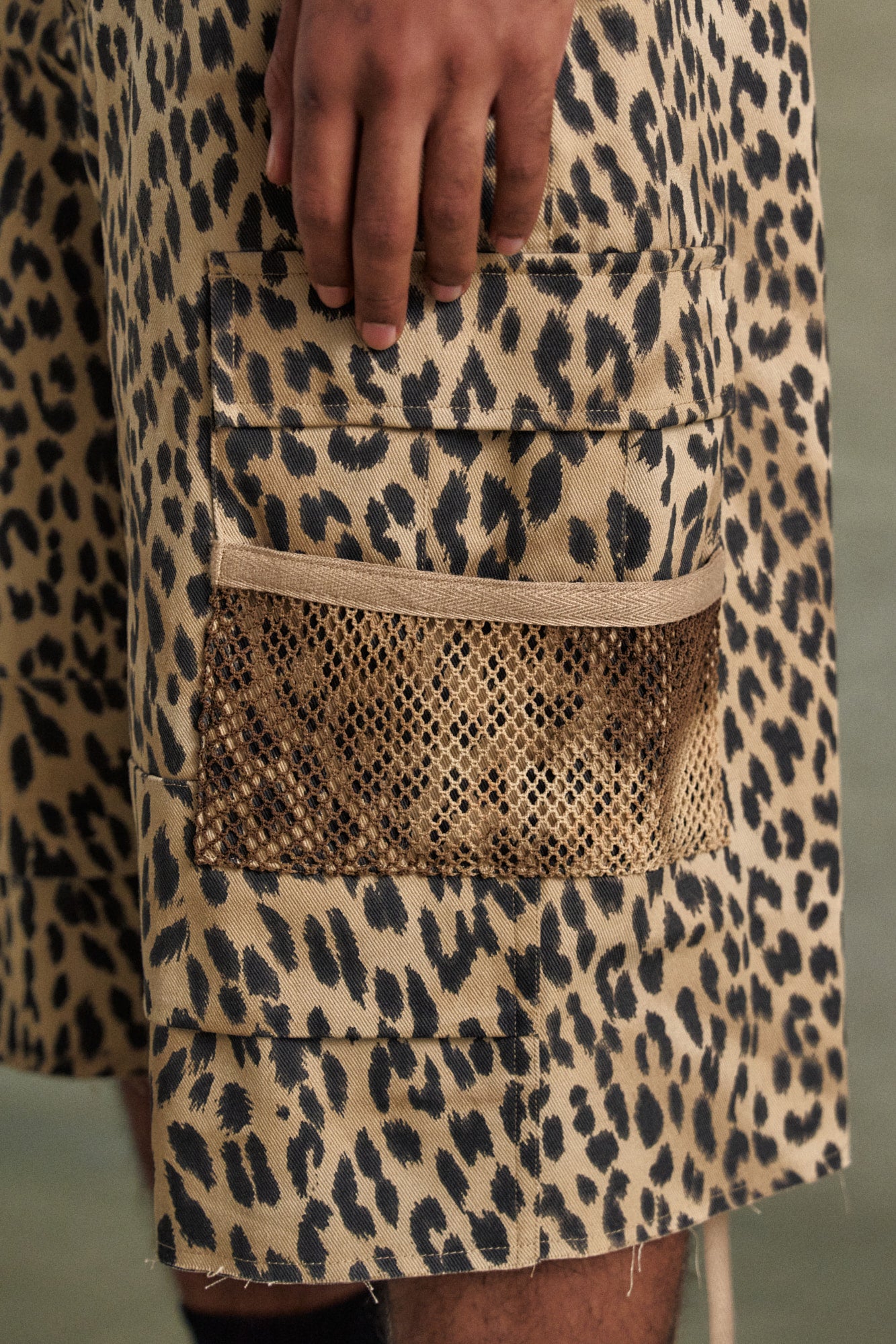 Andersson Bell - Depot Leopard Cargo Shorts (Beige) product image 5 | TRAB K-Fashion Australia