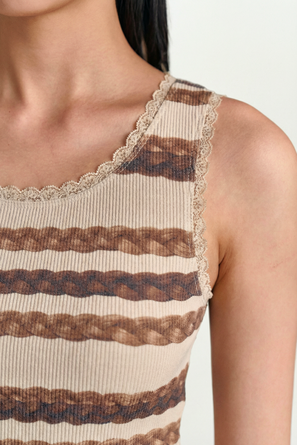 Andersson Bell - Hair Braid Stripe Tank Top (Beige) product image 8 | TRAB K-Fashion Australia