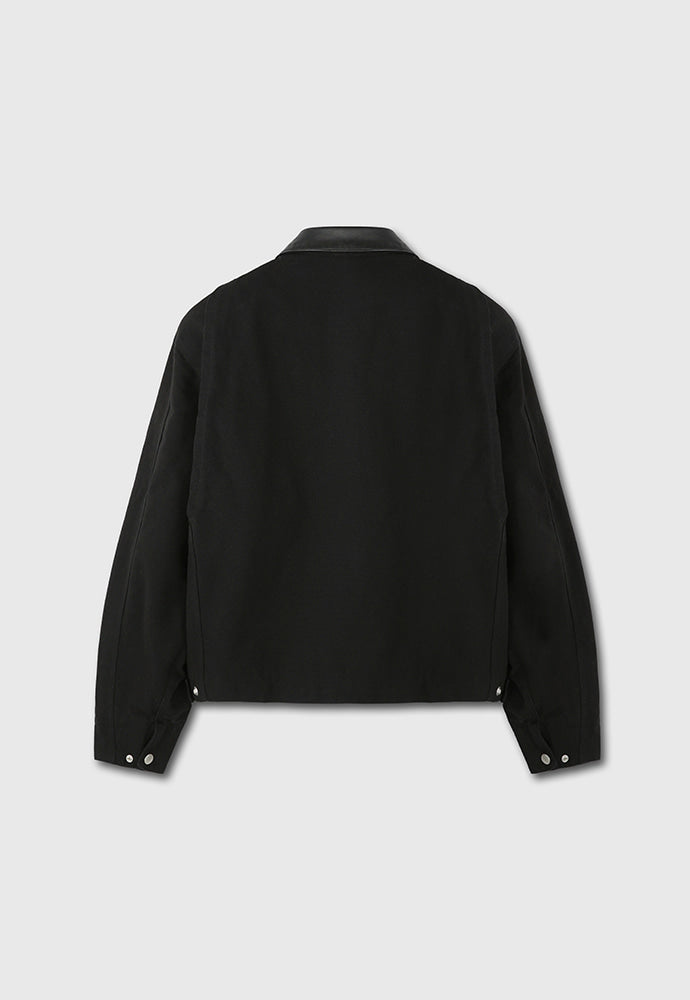 Tonywack - Leather Collar Canvas Work Jacket (Black) product image 8 | TRAB K-Fashion Australia