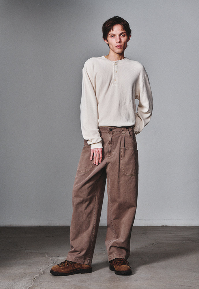 Art if acts - Garment Dyed Waffle Henley (Cream) product image 4 | TRAB K-Fashion Australia