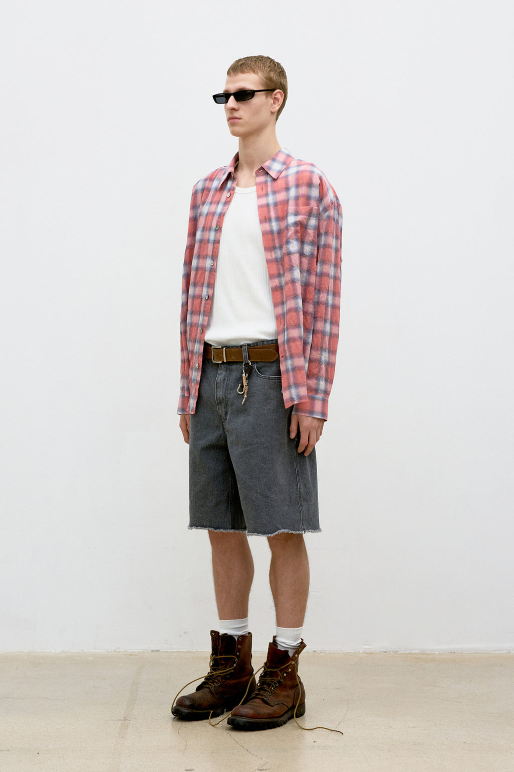 Coor - Seersucker Ombre Checkered Shirt (Pink Check) product image 3 | TRAB K-Fashion Australia