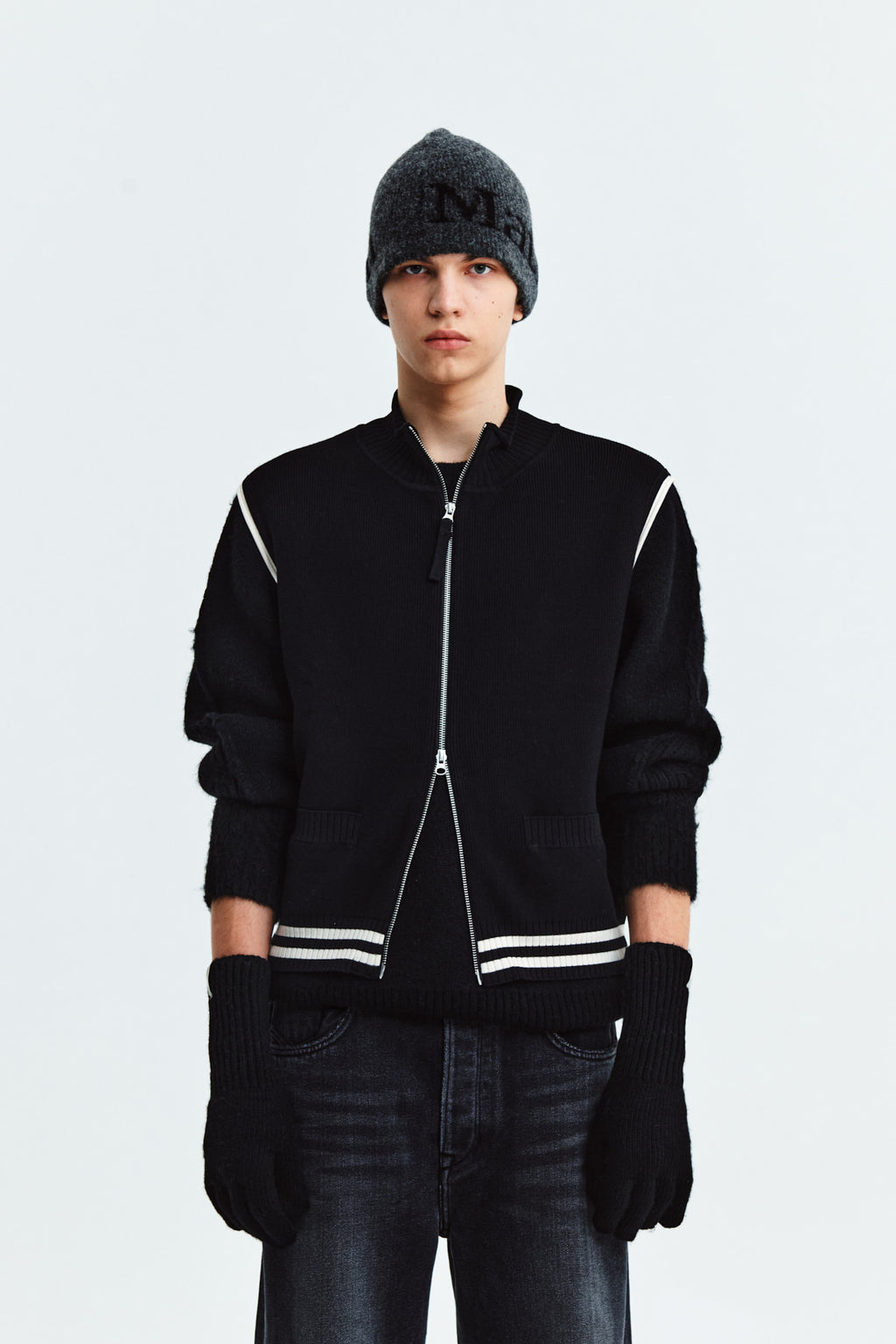 Matin Kim - Spell Point Stripe Knit Vest (Black) product image 12 | TRAB K-Fashion Australia