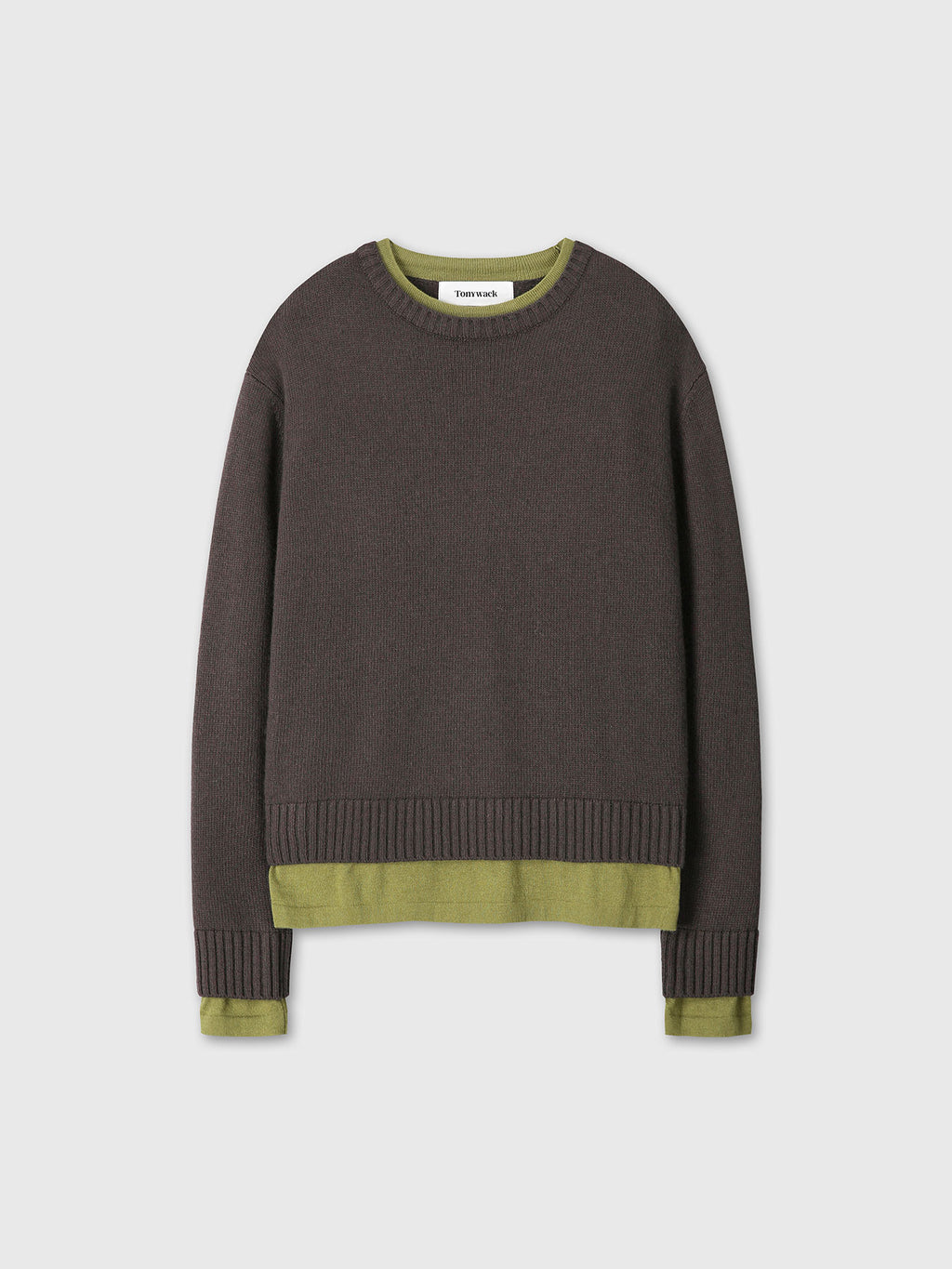 Tonywack - Wool And Cashmere Layered Knit (Brown/Olive) product image 9 | TRAB K-Fashion Australia