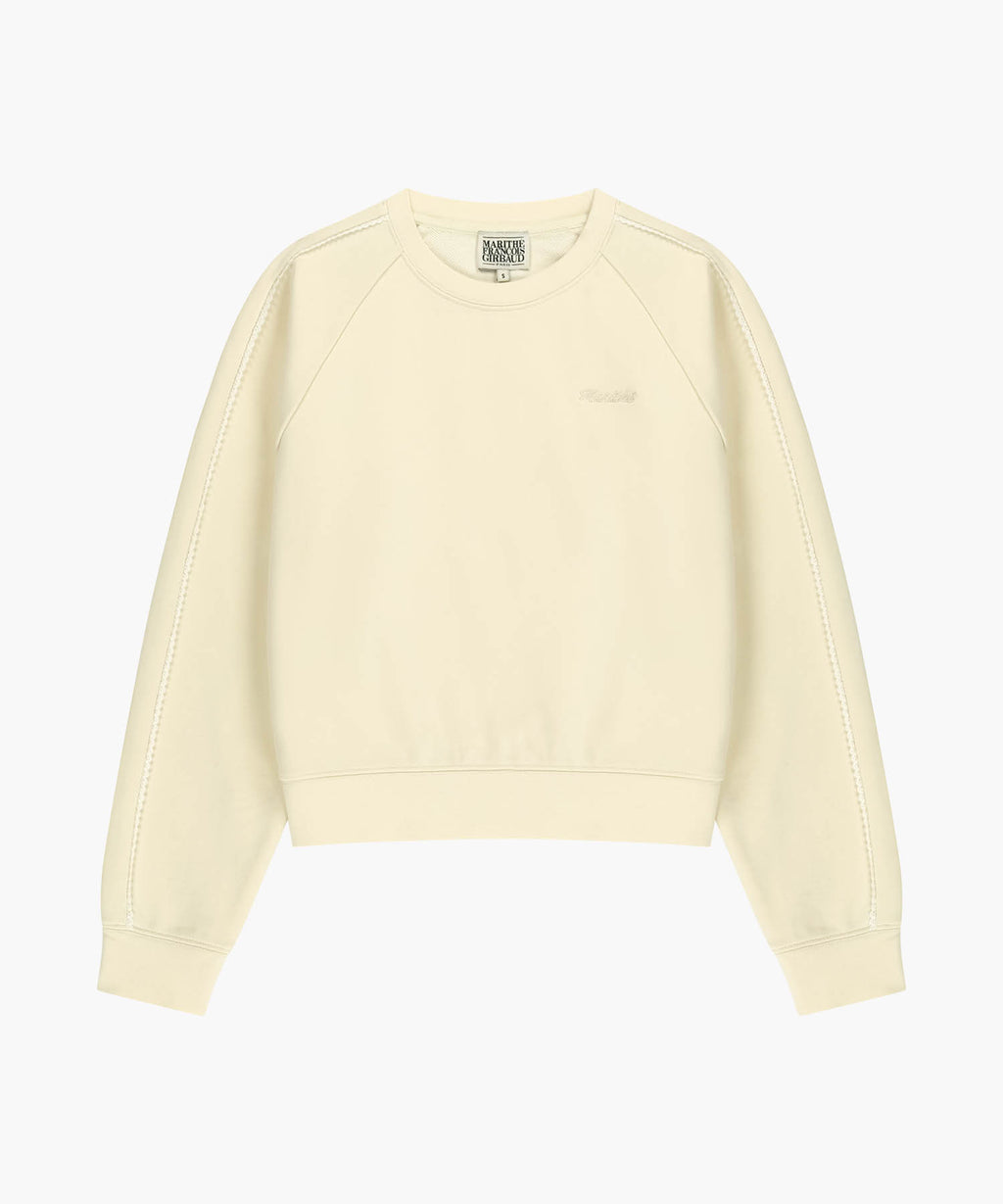 Marithe & Francois Girbaud - Lace Detail Crop Sweatshirt (Ivory) product image 6 | TRAB K-Fashion Australia