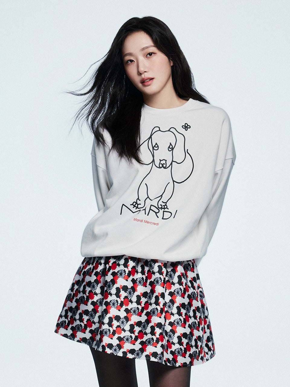 Mardi Mercredi - Sweatshirt Ddanji Ch.02 (White Black) product image 1 | TRAB K-Fashion Australia