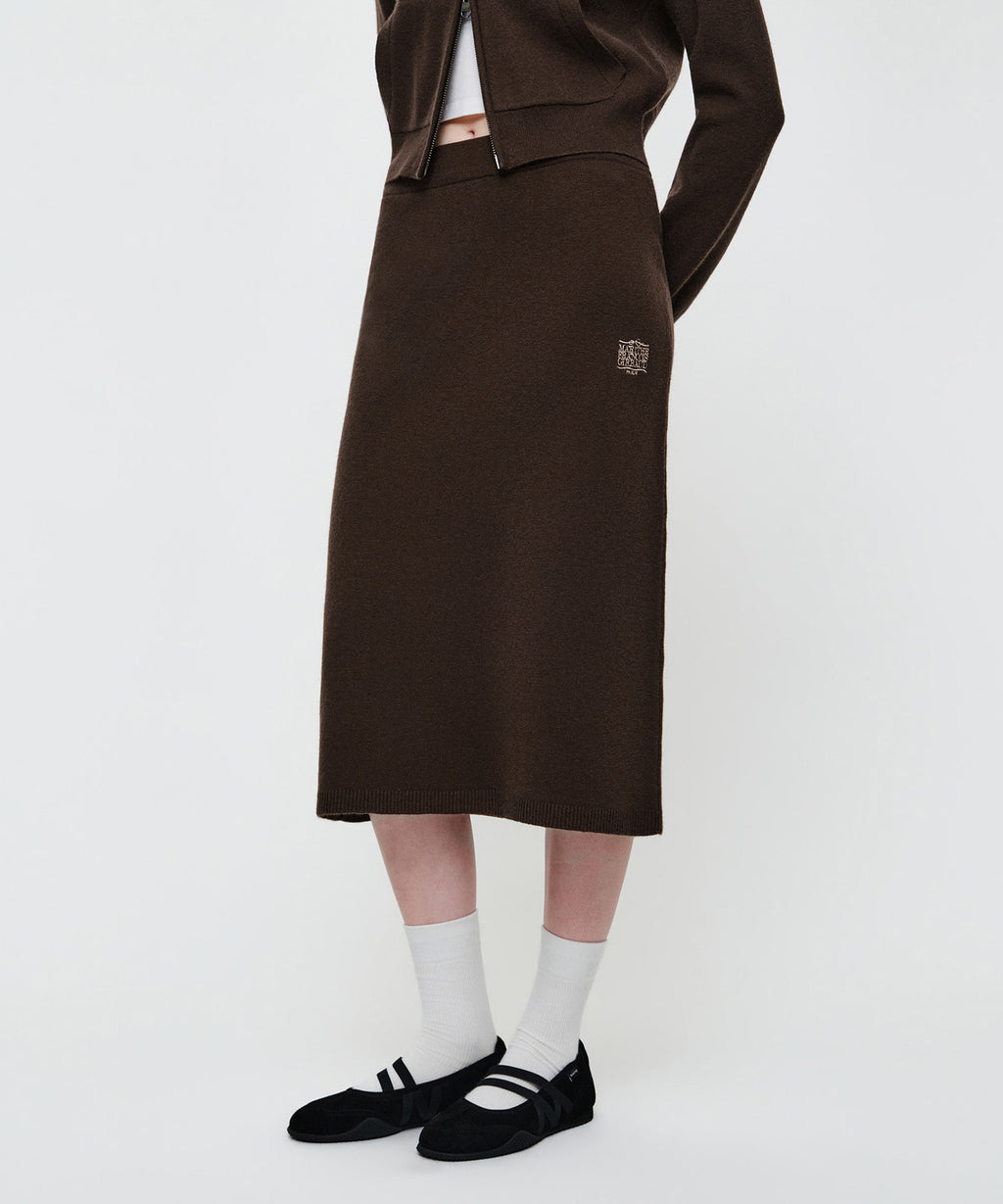 Marithe & Francois Girbaud - Ribbon Classic Logo Knit Skirt (Brown) product image 1 | TRAB K-Fashion Australia