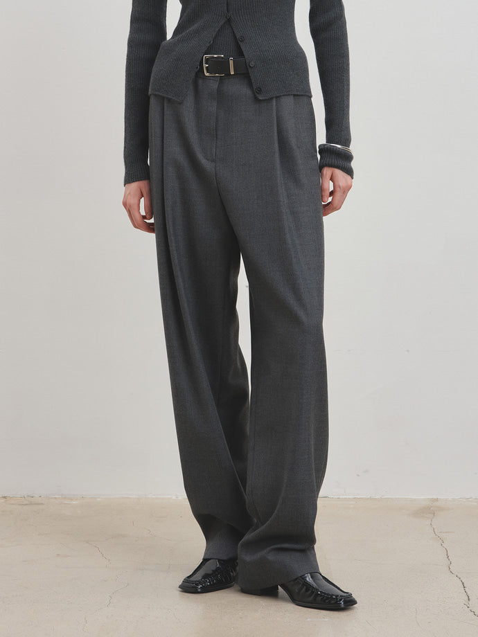 Tonywack - Pleated Wool Tailored Pants (Grey) product image 4 | TRAB K-Fashion Australia