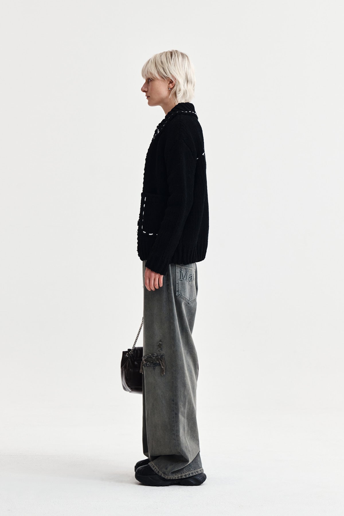 Matin Kim - Handmade Collar Knit Cardigan (Black) product image 6 | TRAB K-Fashion Australia