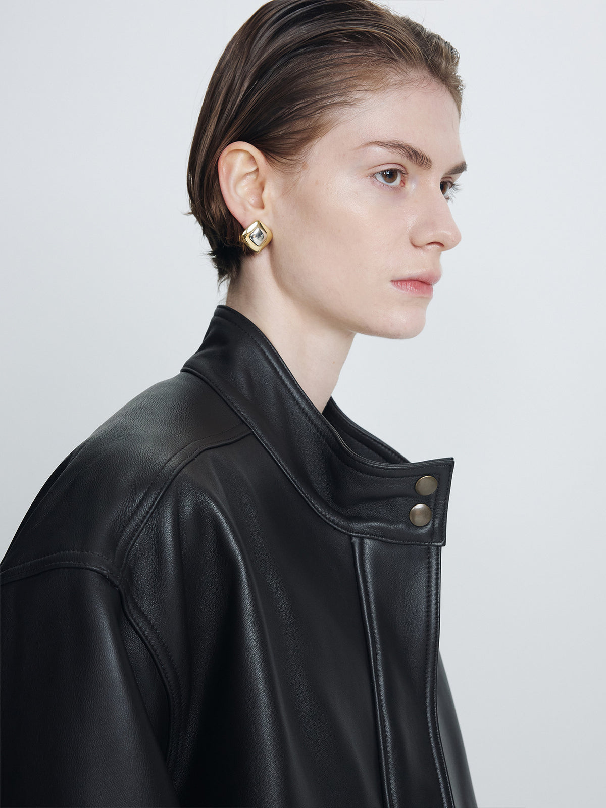 Tonywack - High-Neck Leather Zip Jacket (Dark Brown) product image 8 | TRAB K-Fashion Australia