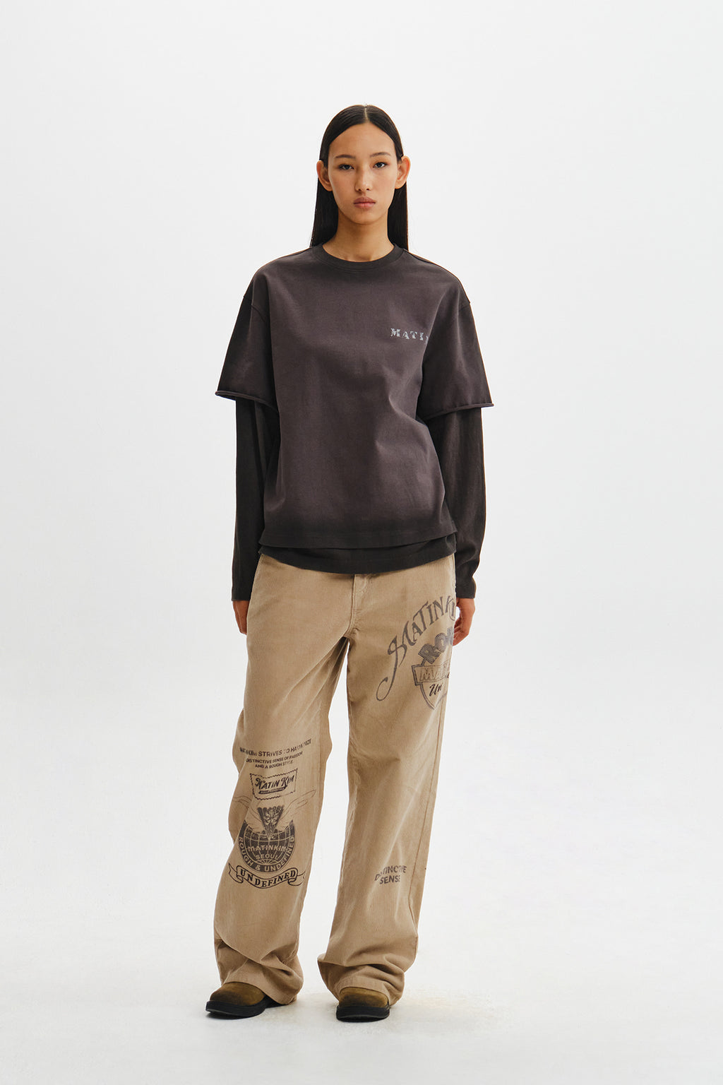 Matin Kim - Dust Washed Logo Layered Top (Charcoal) product image 11 | TRAB K-Fashion Australia