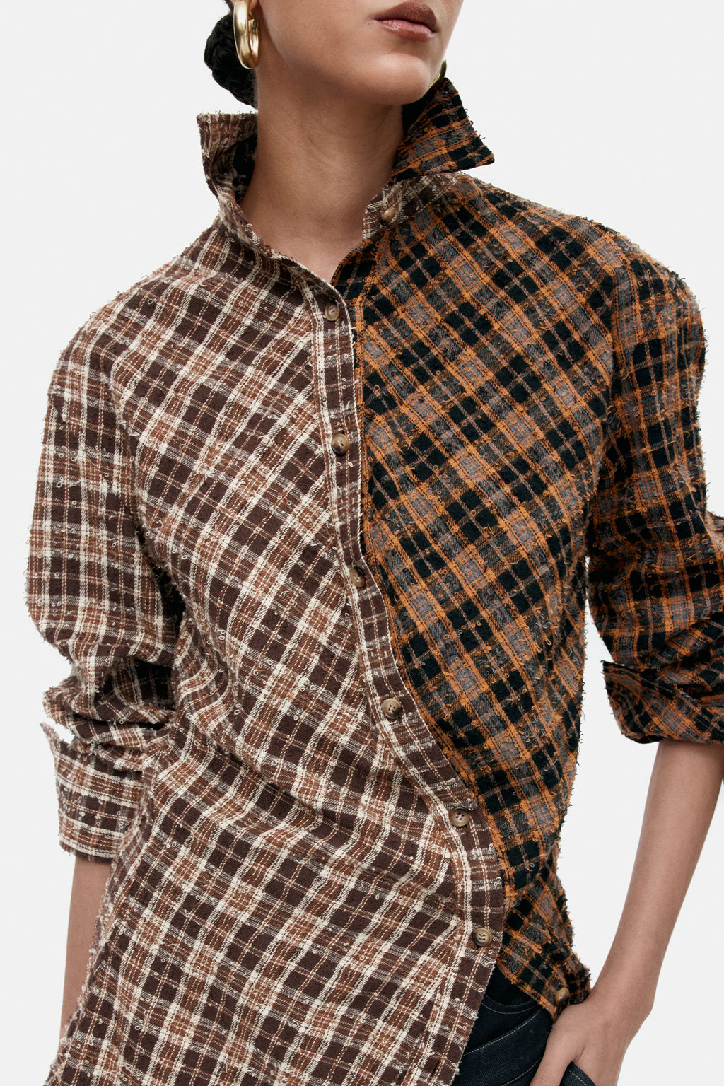 Andersson Bell - Twist Check Shirts (Brown) product image 4 | TRAB K-Fashion Australia