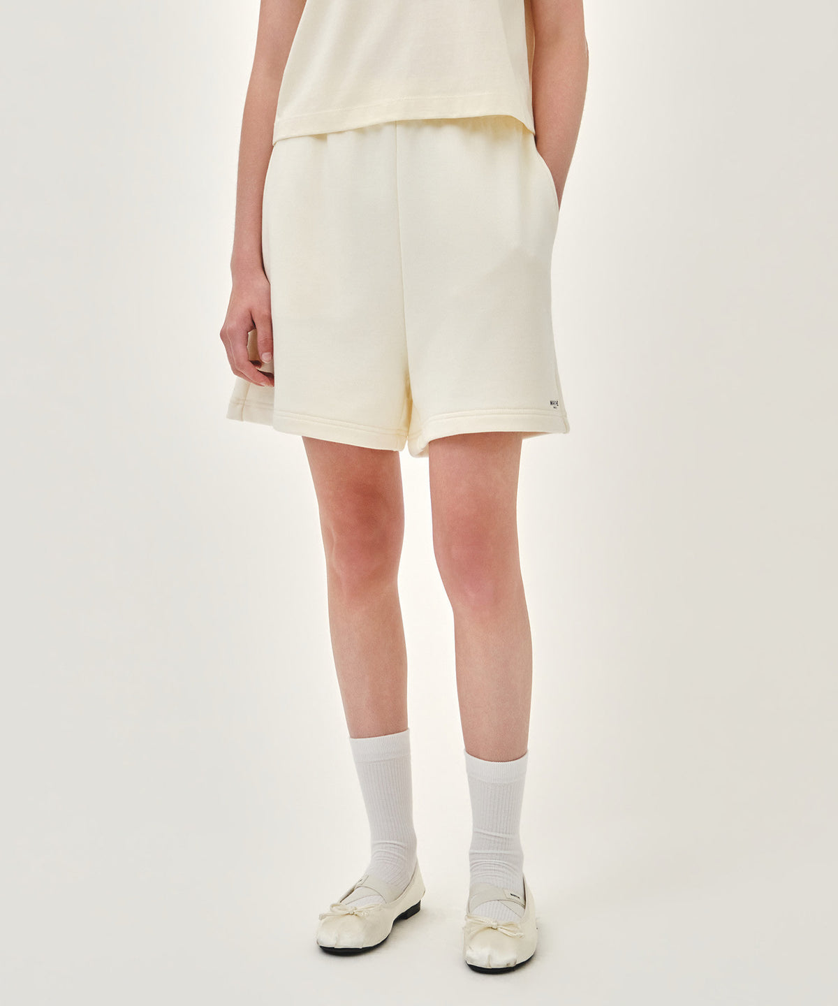 Marithe & Francois Girbaud - Regular Logo Sweat Shorts (Ivory) product image 1 | TRAB K-Fashion Australia