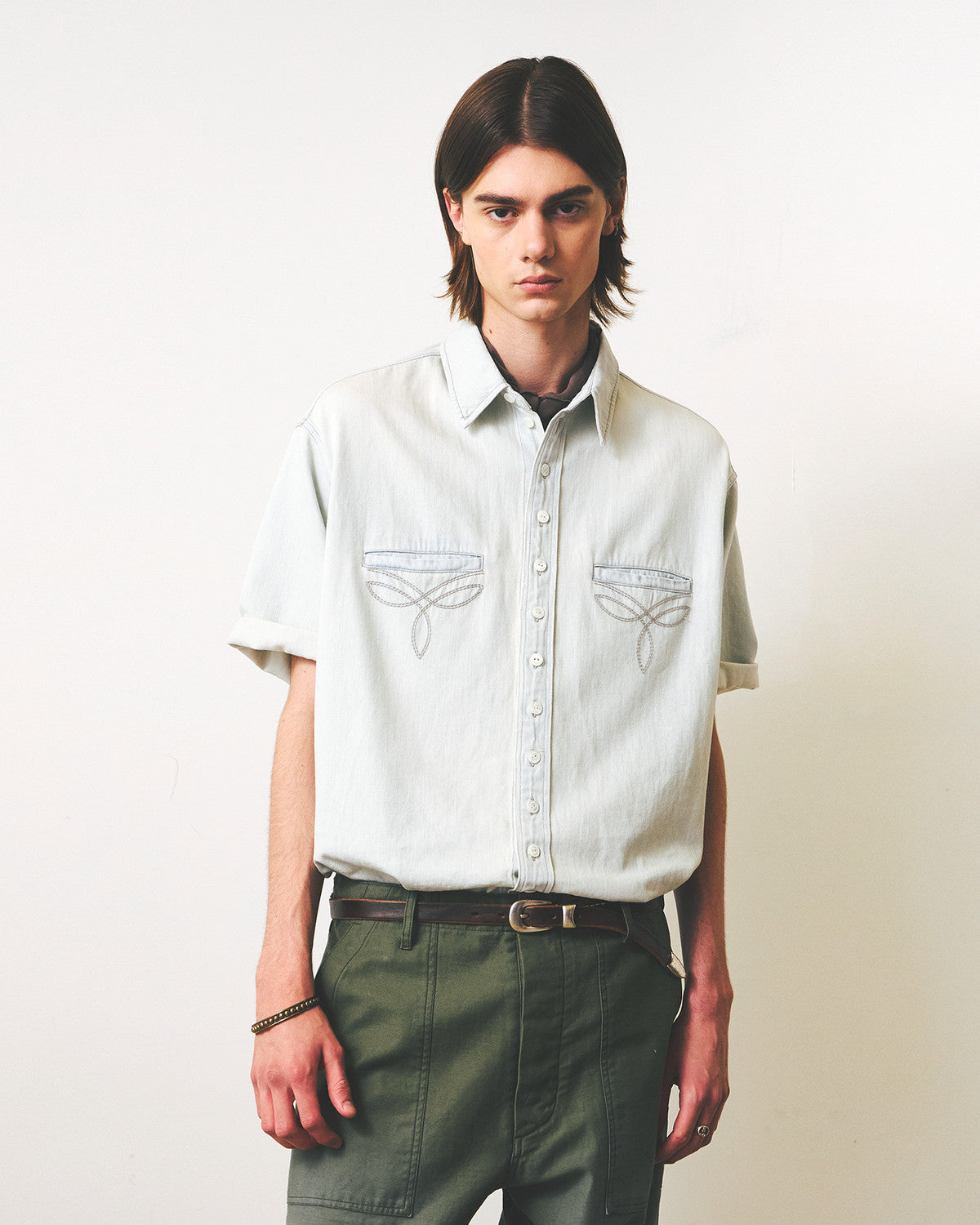 Eastlogue - Antique Country Half Shirts (Light Indigo) product image 3 | TRAB K-Fashion Australia