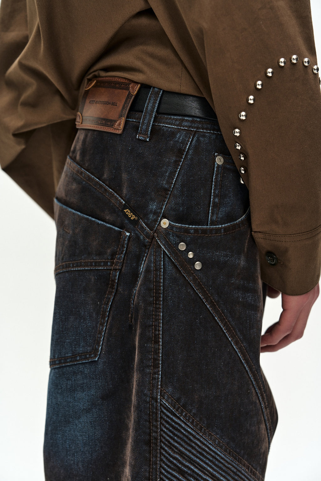 Andersson Bell - Unisex Rodeo Biker Wide-Leg Jeans (brown/blue) (Brown/Blue) product image 8 | TRAB K-Fashion Australia