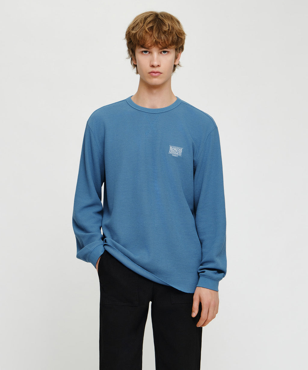Marithe & Francois Girbaud - Waffle Long Sleeve Tee (Blue) product image 1 | TRAB K-Fashion Australia