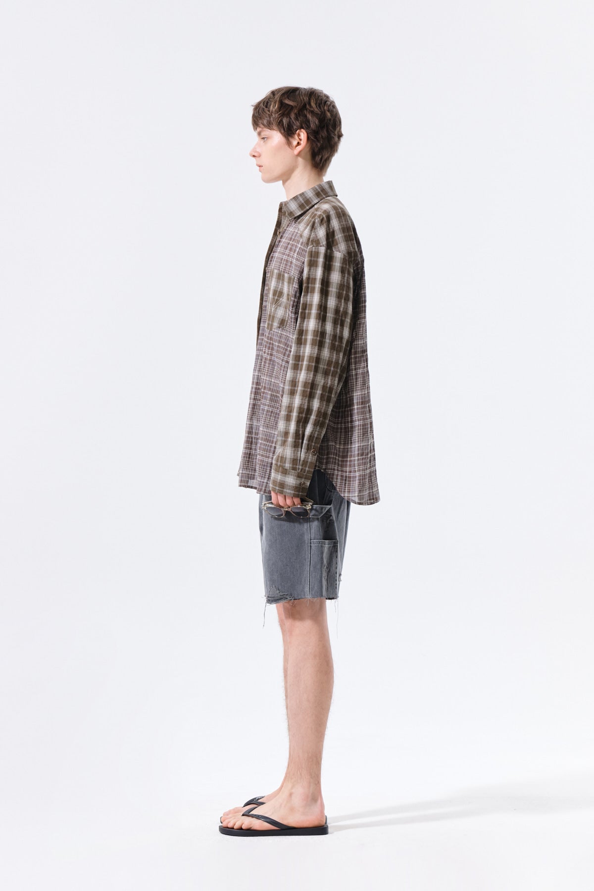 Matin Kim - Mixed Check Over Fit Shirt (Brown) product image 12 | TRAB K-Fashion Australia