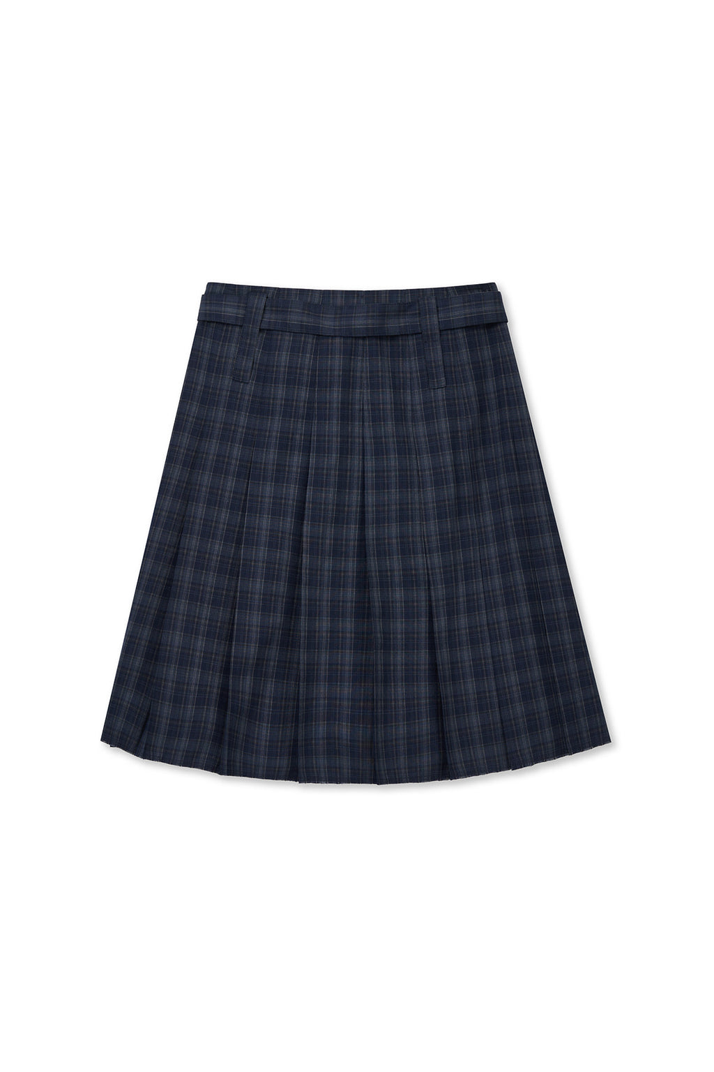 Matin Kim - Belted Slit Pleat Skirt (Navy) product image 2 | TRAB K-Fashion Australia