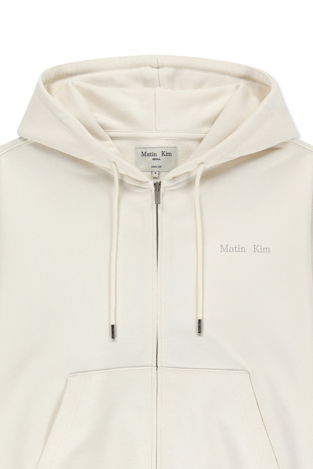 Matin Kim - Back Logo Essential Hoody Zip Up (Ivory) product image 3 | TRAB K-Fashion Australia