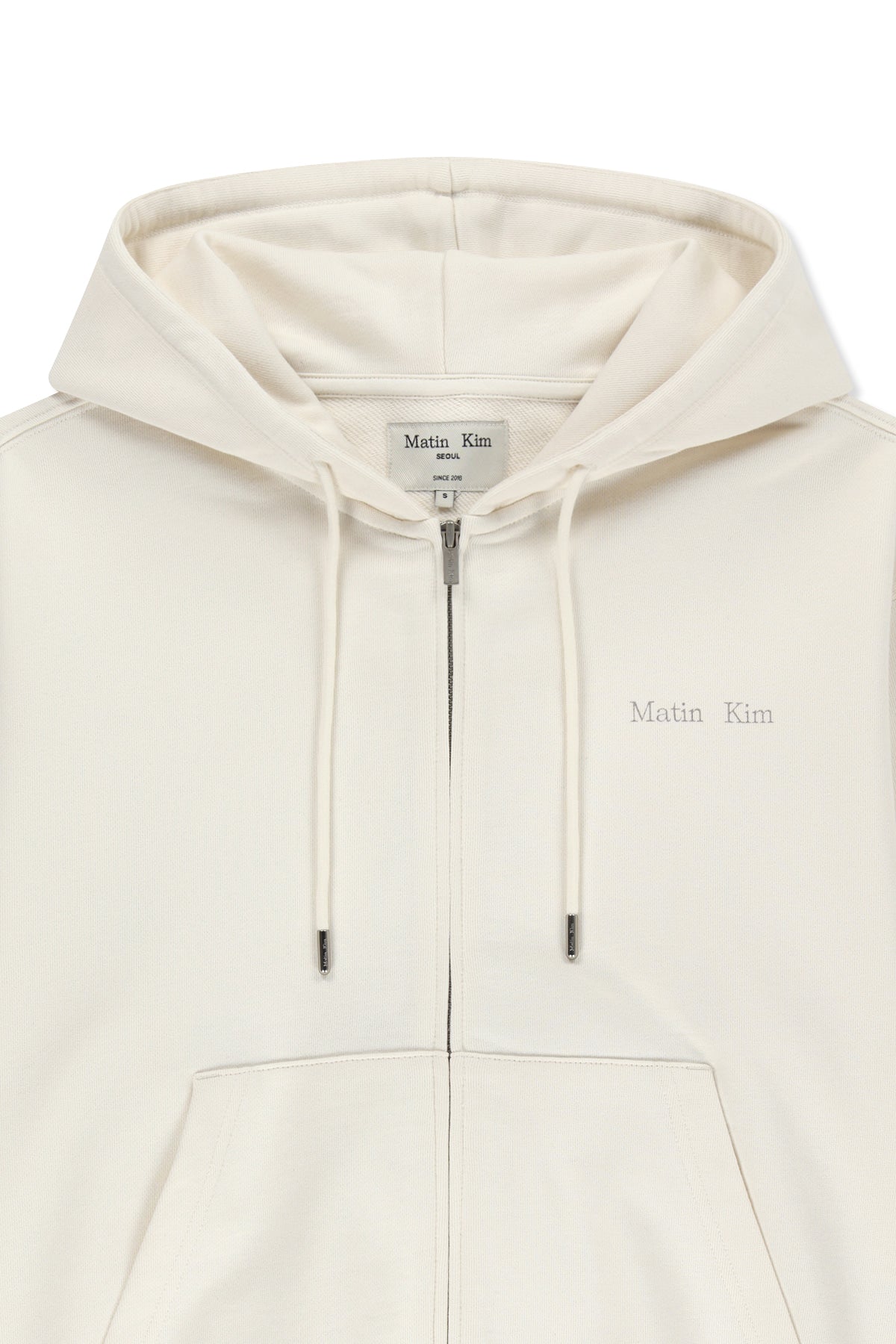Matin Kim - Back Logo Essential Hoody Zip Up (Ivory) product image 3 | TRAB K-Fashion Australia