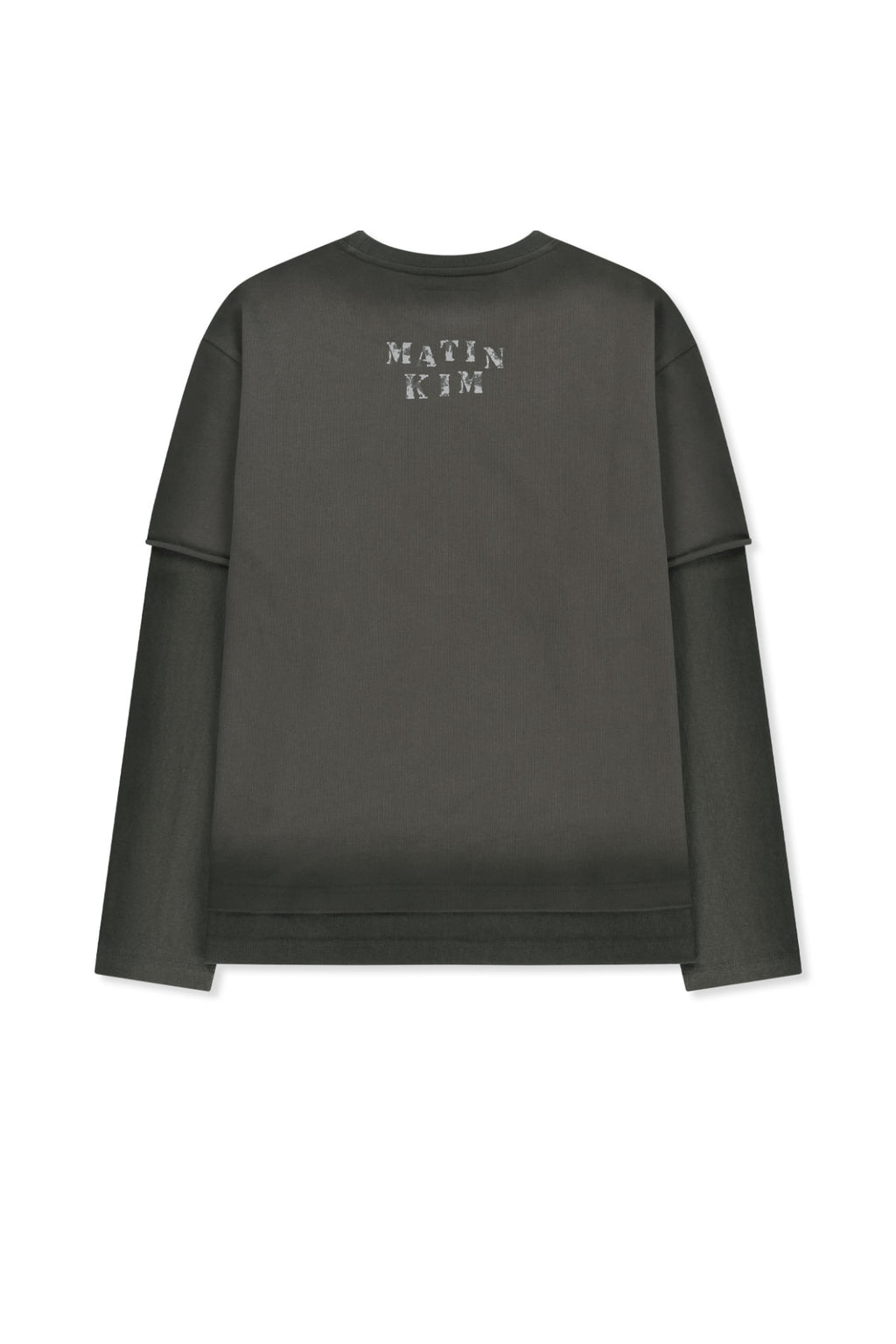 Matin Kim - Dust Washed Logo Layered Top (Charcoal) product image 2 | TRAB K-Fashion Australia