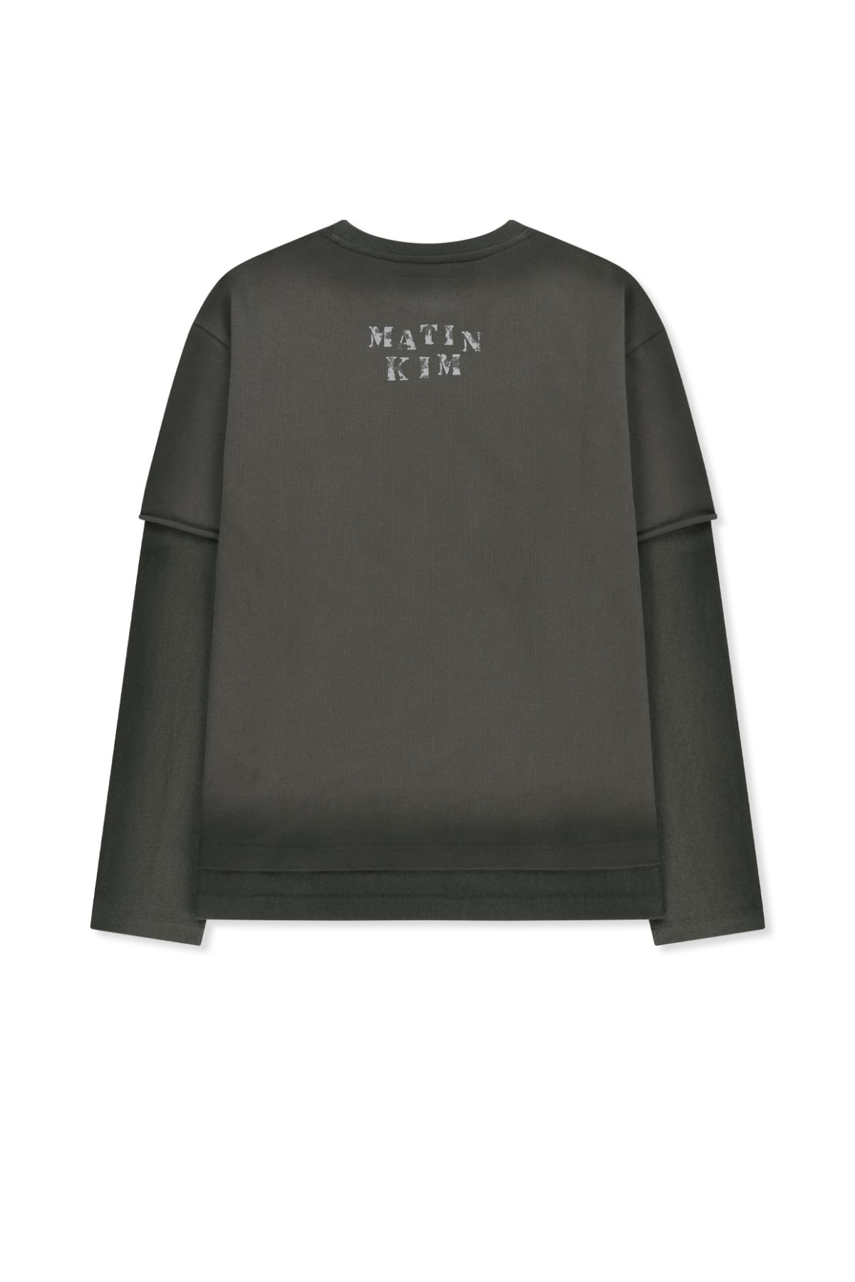 Matin Kim - Dust Washed Logo Layered Top (Charcoal) product image 2 | TRAB K-Fashion Australia