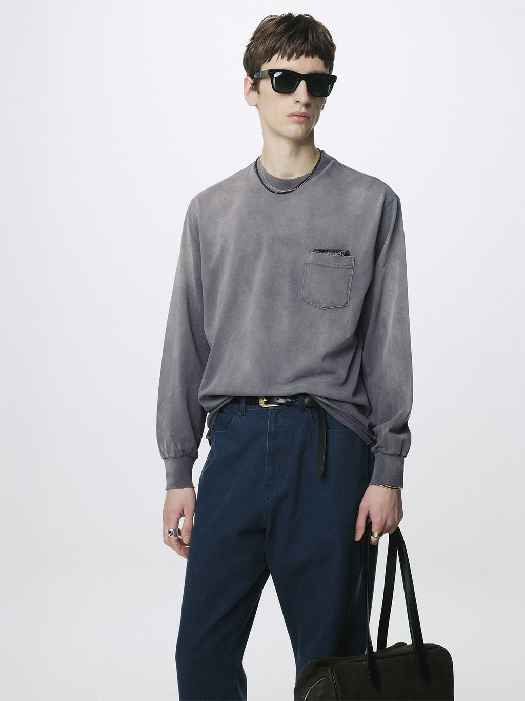 Tonywack - Garment Dyed Long Sleeve Crew (Smoke Grey) product image 1 | TRAB K-Fashion Australia