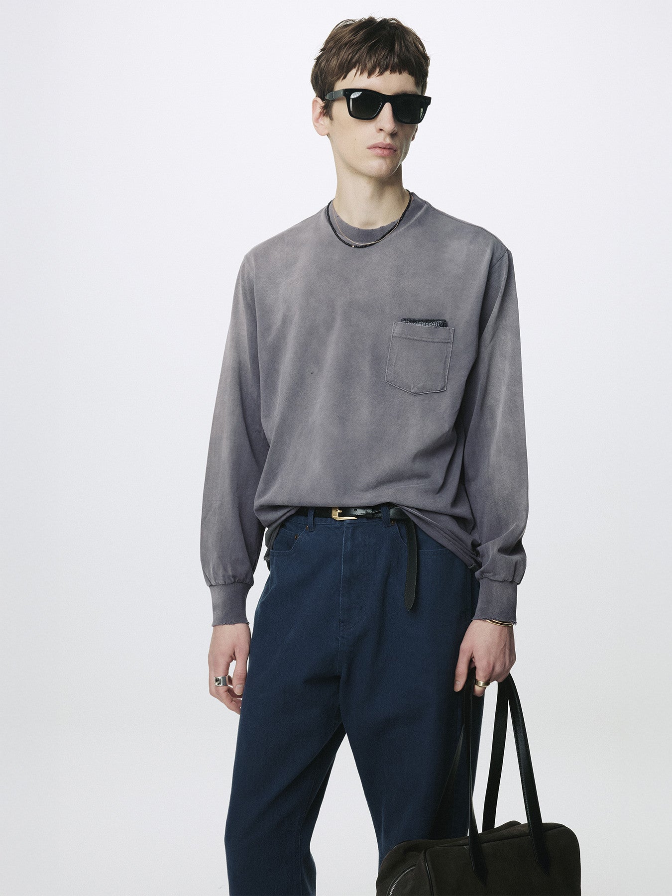 Tonywack - Garment Dyed Long Sleeve Crew (Smoke Grey) product image 1 | TRAB K-Fashion Australia