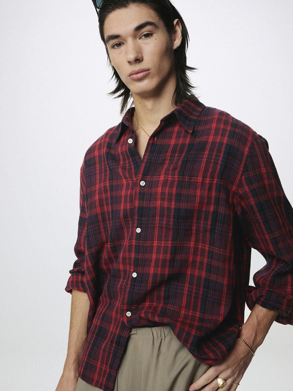 Tonywack - Washed Cotton Blend Check Shirt (Red/Blue) product image 8 | TRAB K-Fashion Australia