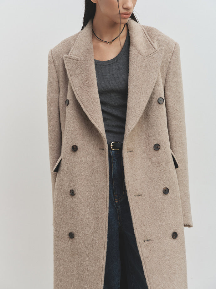 Tonywack - Wool And Alpaca Fitted Double-Breasted Maxi Coat (Beige) product image 8 | TRAB K-Fashion Australia